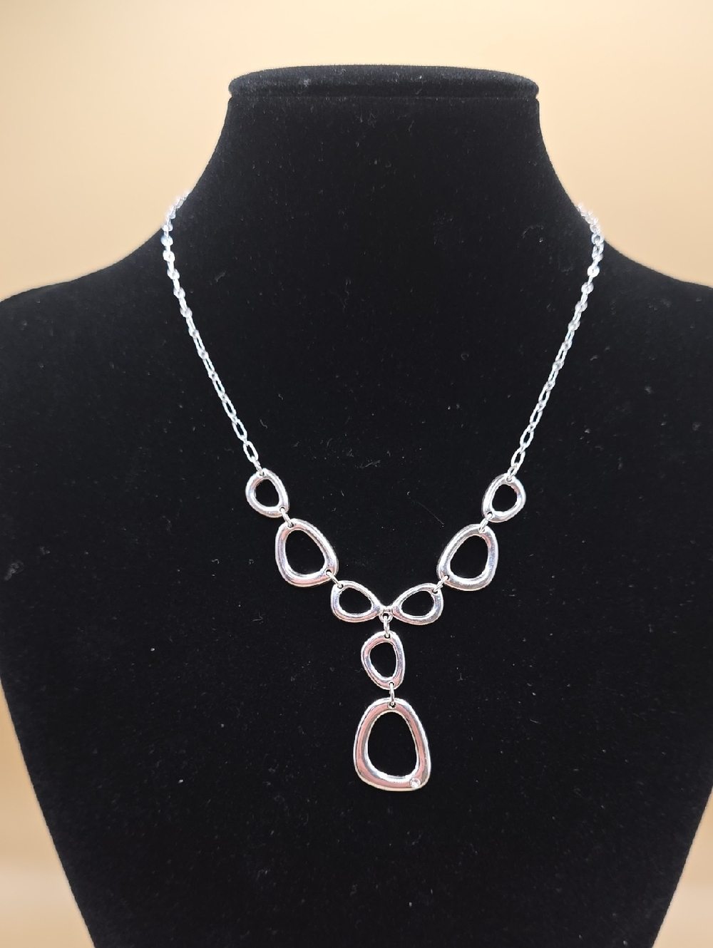 Silver-tone Teardrop Link Necklace